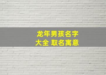 龙年男孩名字大全 取名寓意